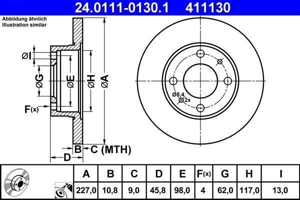 Bremsscheibe(n) HA, Ø 227,0 x 10,8 mm (24.0111-0130.1), Fiat / Lancia